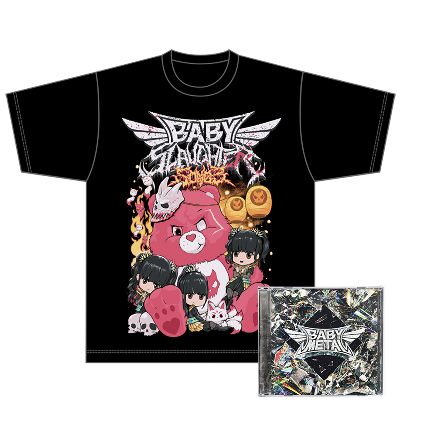 BABY SLAUGHTER BEAR TEE & METAL FORTH CD FAN PACK